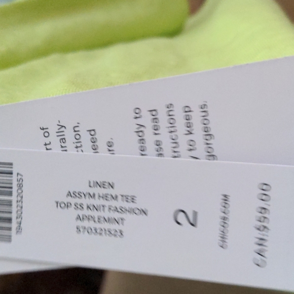 Chico's Linen Blend Asymmetrical Hem Tee Size 2 - NWT $8 - Picture 8 of 8